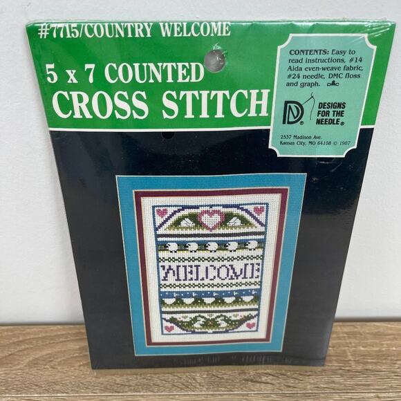 Vintage Sealed DMC Country Welcome Cross stitch kit 5x7 - Picture 1 of 3